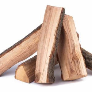 Stack of firewood on white background